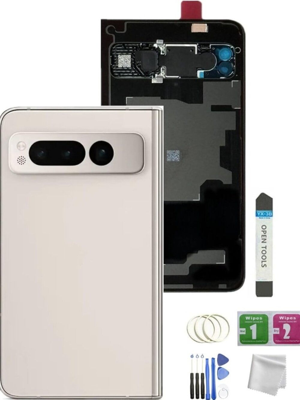 Pixel Fold 5G Back Glass Replacement - 7.6” Cover with Camera Lens & Tools